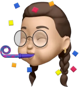 Memoji d'une étudiante qui fait la fête