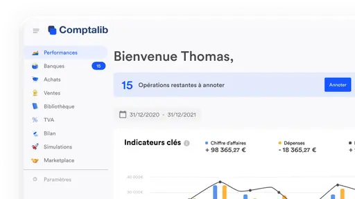 Visuel du dashboard de l'application web Comptalib
