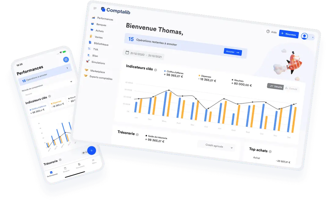 Visuel de l'application web et de l'aaplication mobile Comptalib