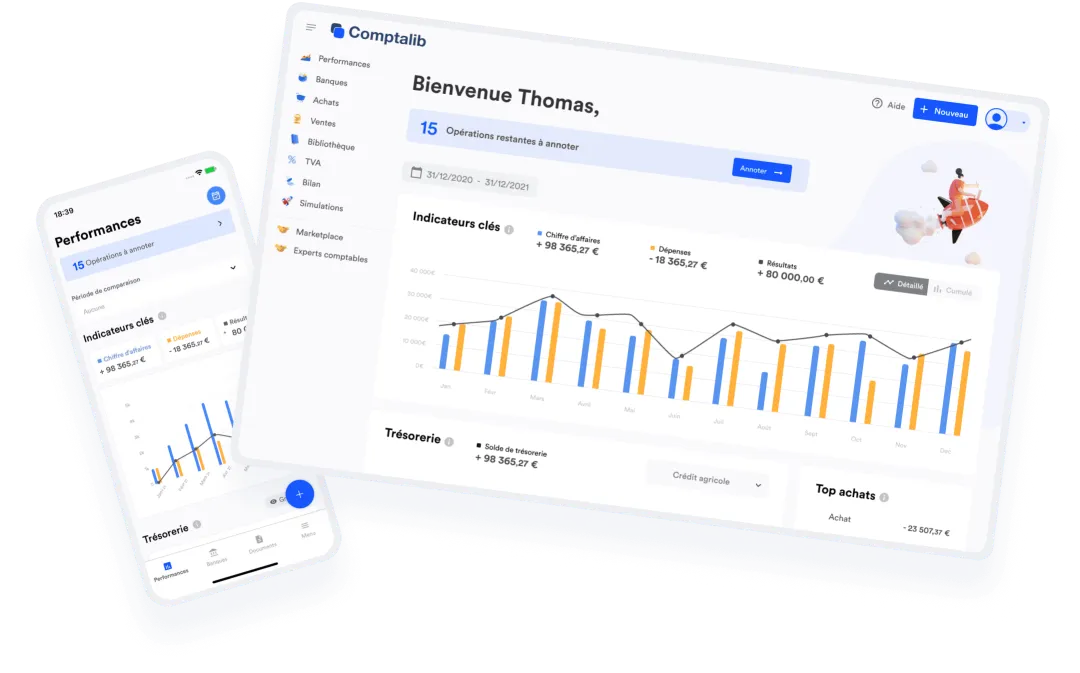 Visuel de l'application web et de l'aaplication mobile Comptalib