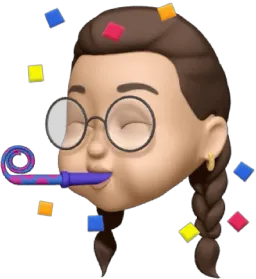 Memoji d'une étudiante qui fait la fête