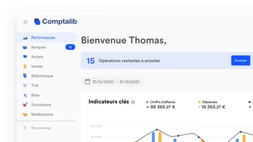 Visuel du dashboard de l'application web Comptalib